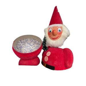 Santa Vt Western Germany Bobblehead Red flocked candy container 13 inches.1930s
